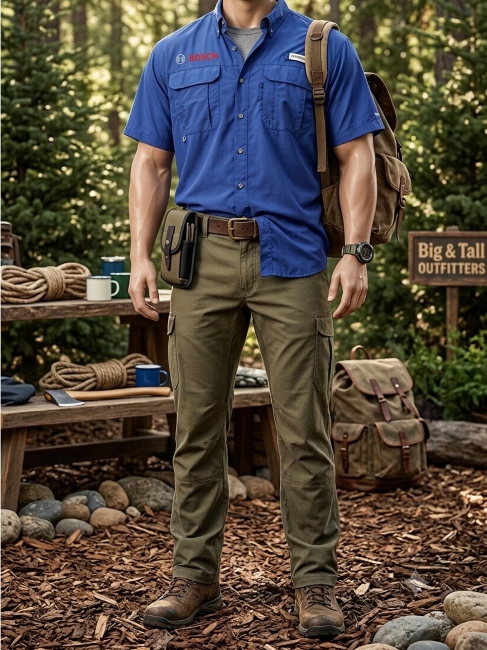 Magellan Outdoors Bosch Tools Button-Down Fishing Shirt in Royal Blue Size XXL